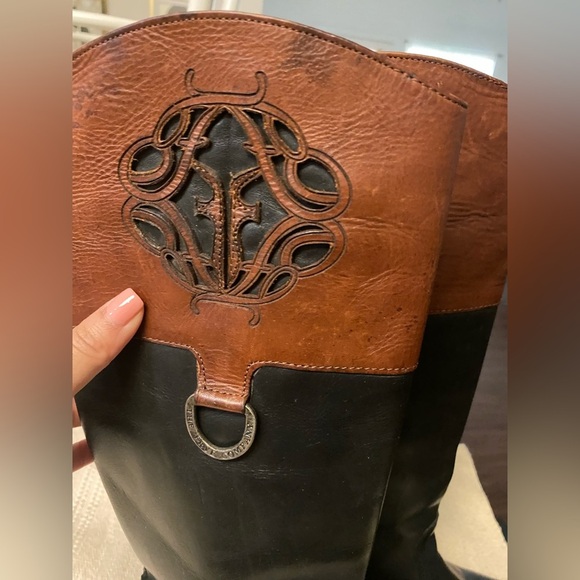 Frye "Melissa Logo" Tall Riding boots 2-Tone Size 5 - Picture 2 of 16